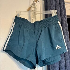 adidas Women’s Teal Running Shorts with White Side Stripes